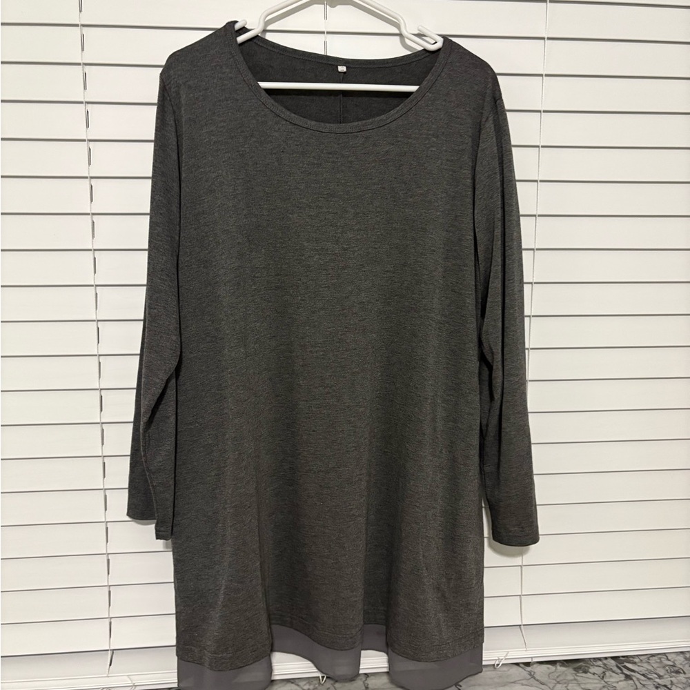 Gray Long Sleeve Tunic Top